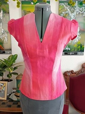 Amin Phillips Pink Linen Blouse Size Extra Small